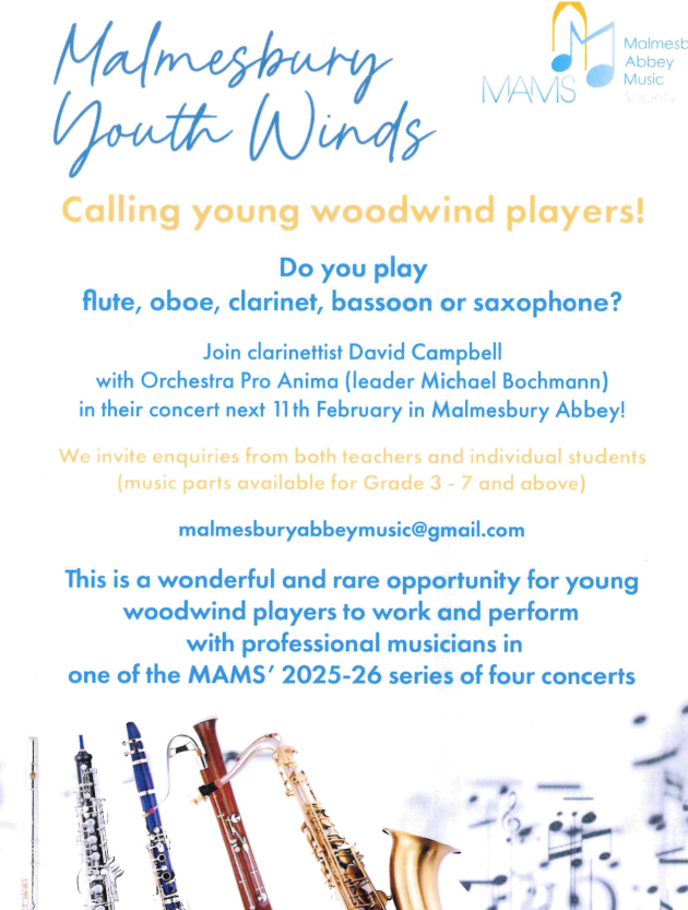 Malmesbury Abbey Music Society - Malmesbury Youth Winds - Calling Young Woodwind Players!